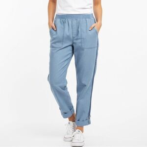 Coldwater Creek Tencel Chambray-Style Cropped Ankle Pants Crochet Trim Size 6